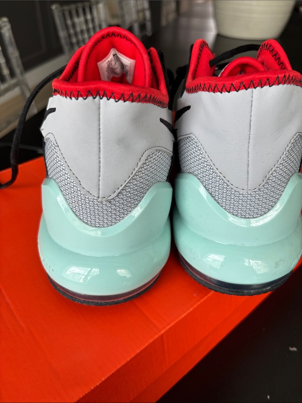 Nike Air Max Impact 2 Basketball Shoes - Gray, Black, Mint & Red size Men 13 - Picture 4 of 5